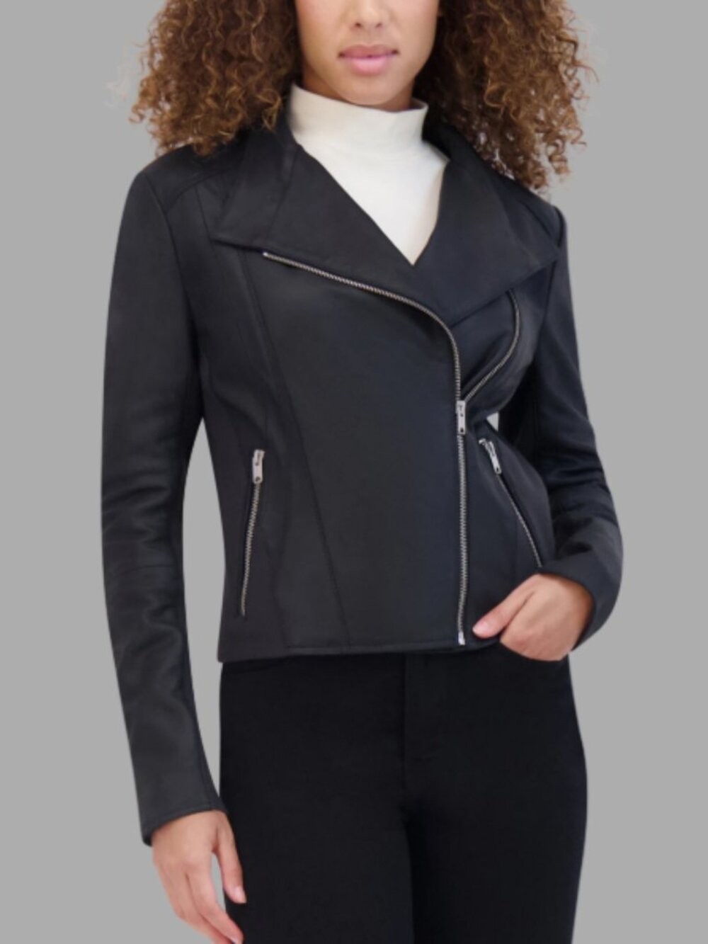 Marc New York by Andrew Marc Felix Stand Collar Leather Jacket in Black Size L